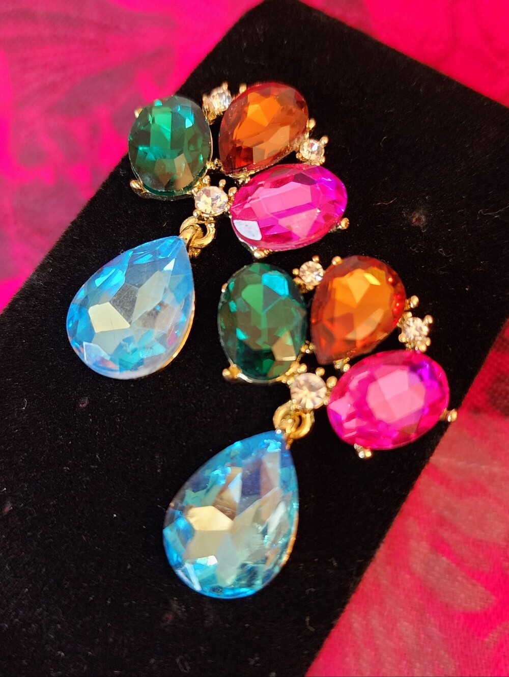Madison Fancy Multicolor Faceted Statement Earrings.
